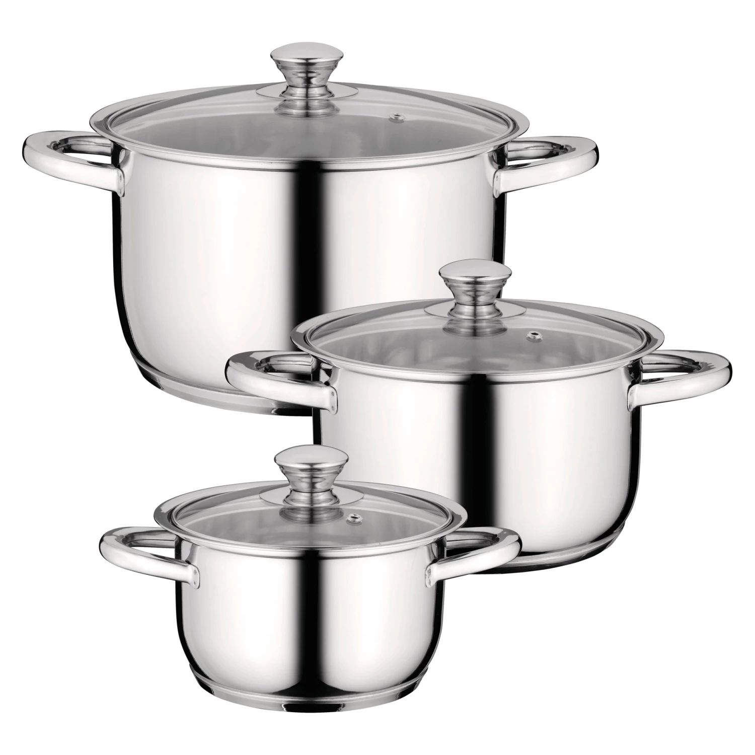 BergHOFF Essentials Gourmet 6Pc 18/10 Stainless Steel Cookware Set, Stainless Steel Handles 3 BergHOFF Essentials Gourmet 6Pc 18/10 Stainless Steel Cookware Set, Stainless Steel Handles