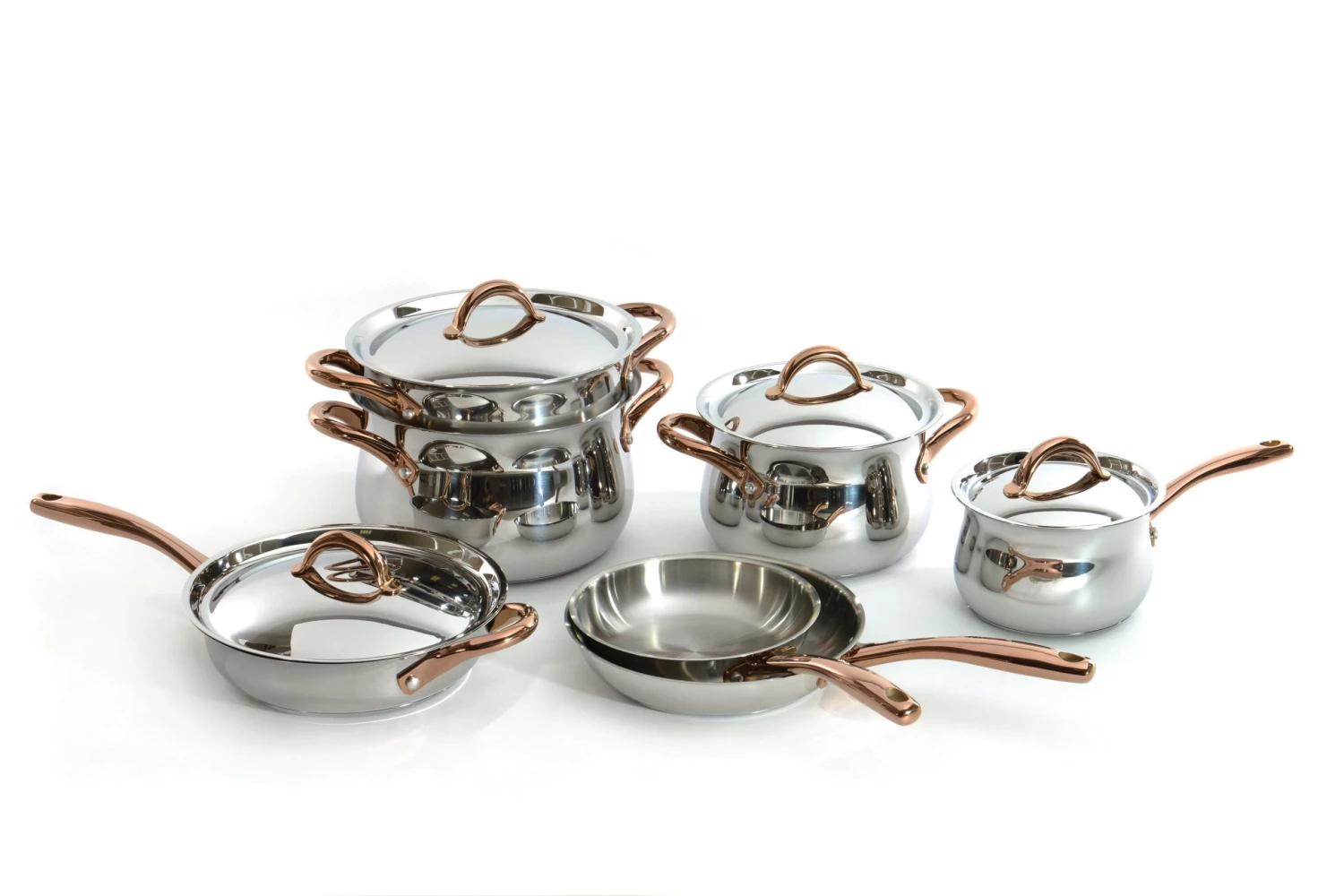 BergHOFF Ouro Gold 11Pc 18/10 Stainless Steel Cookware Set With Stainless Steel Lids 3 BergHOFF Ouro Gold 11Pc 18/10 Stainless Steel Cookware Set With Stainless Steel Lids