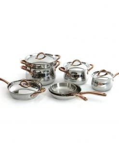 BergHOFF Ouro Gold 11Pc 18/10 Stainless Steel Cookware Set With SS Lids