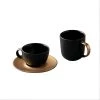 BergHOFF GEM 3Pc Coffee And Tea Set, Mug, Cup & Saucer, Black & Gold Coffee & Tea