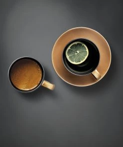 BergHOFF GEM 3Pc Coffee And Tea Set, Mug, Cup & Saucer, Black & Gold Coffee & Tea