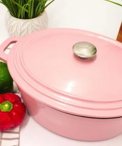 Cookware BergHOFF Neo Cast Iron 8 Qt Oval Covered Dutch Oven, Pink 10 Cookware BergHOFF Neo Cast Iron 8 Qt Oval Covered Dutch Oven, Pink