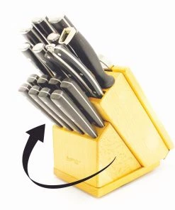 BergHOFF Smart Knife 20 Pieces Forged Cutlery Set/ Swivel Base, Cut Brd & Herb Cutter/Block