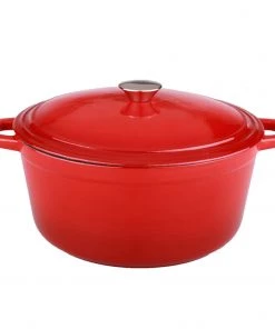 BergHOFF Neo 5Qt Cast Iron Oval Covered Dutch Oven, Red