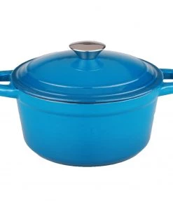 Cookware BergHOFF Neo 7Qt Cast Iron Round Covered Dutch Oven, Blue