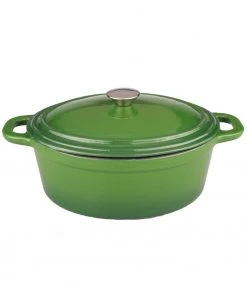 Cookware BergHOFF Neo 8Qt Cast Iron Oval Covered Dutch Oven, Green
