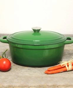 Cookware BergHOFF Neo 8Qt Cast Iron Oval Covered Dutch Oven, Green