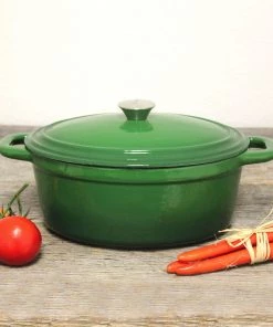 Cookware BergHOFF Neo 5 Qt Cast Iron Oval Covered Dutch Oven, Green 6 Cookware BergHOFF Neo 5 Qt Cast Iron Oval Covered Dutch Oven, Green