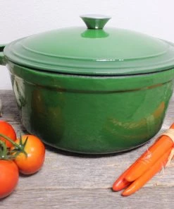 BergHOFF Neo 7Qt Cast Iron Round Covered Dutch Oven, Green