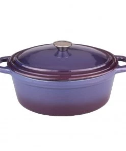 BergHOFF Neo 8Qt Cast Iron Oval Covered Dutch Oven, Purple Cookware