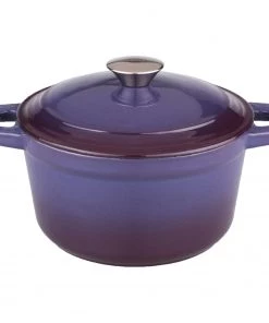 Cookware BergHOFF Neo 3Qt Cast Iron Round Covered Dutch Oven, Purple