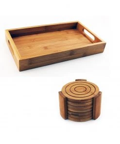 Tabletop & Bar BergHOFF Bamboo 8Pc Bar Set, 7Pc Coaster Set & 12" Tray