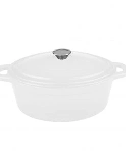 BergHOFF Neo Cast Iron Oval Covered Dutch Oven, 8 Qt, White