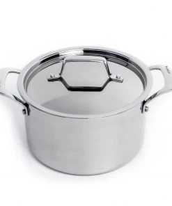 Cookware BergHOFF Professional Stainless Steel 10/18 Tri-Ply 4Qt Stock Pot With SS Lid, 8"