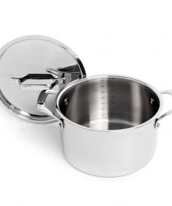 Cookware BergHOFF Professional Stainless Steel 10/18 Tri-Ply 4Qt Stock Pot With SS Lid, 8"