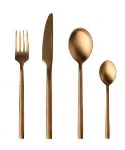 BergHOFF Gem 16pc Flatware Set, Gold Plated Tabletop & Bar