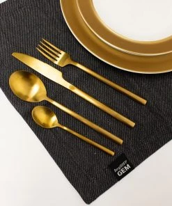 BergHOFF Gem 16pc Flatware Set, Gold Plated Tabletop & Bar 8 BergHOFF Gem 16pc Flatware Set, Gold Plated Tabletop & Bar