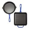 BergHOFF 2Pc Enamel Cast Iron 10" Fry Pan & 10" Grill Pan Set, Blue Cookware