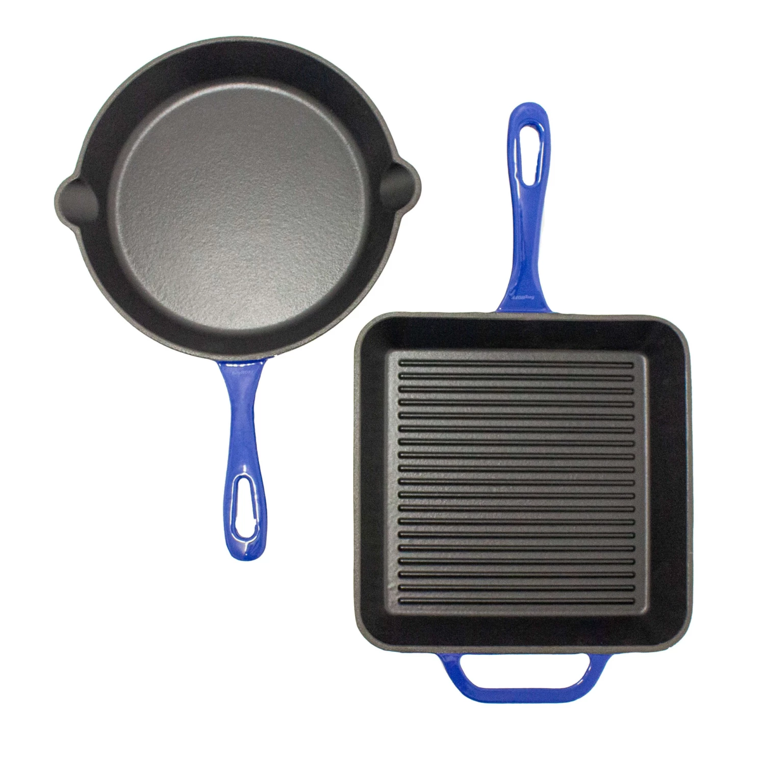 BergHOFF 2Pc Enamel Cast Iron 10" Fry Pan & 10" Grill Pan Set, Blue Cookware 3 BergHOFF 2Pc Enamel Cast Iron 10" Fry Pan & 10" Grill Pan Set, Blue Cookware