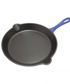 BergHOFF 2Pc Enamel Cast Iron 10" Fry Pan & 10" Grill Pan Set, Blue Cookware