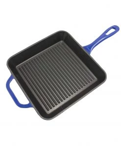 BergHOFF 2Pc Enamel Cast Iron 10" Fry Pan & 10" Grill Pan Set, Blue Cookware 9 BergHOFF 2Pc Enamel Cast Iron 10