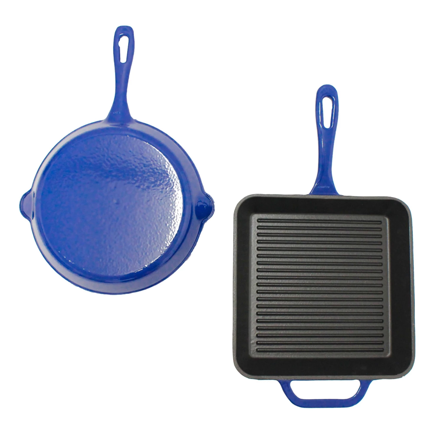 BergHOFF 2Pc Enamel Cast Iron 10" Fry Pan & 10" Grill Pan Set, Blue Cookware 6 BergHOFF 2Pc Enamel Cast Iron 10" Fry Pan & 10" Grill Pan Set, Blue Cookware