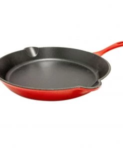 BergHOFF 2Pc Enamel Cast Iron 10" Fry Pan & 10" Grill Pan Set, Red Cookware