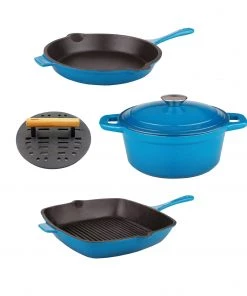 BergHOFF Neo 5Pc Cast Iron Cookware Set, Blue