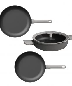 BergHOFF Leo 4Pc Nonstick Cookware Fry & Saute Set, Gray