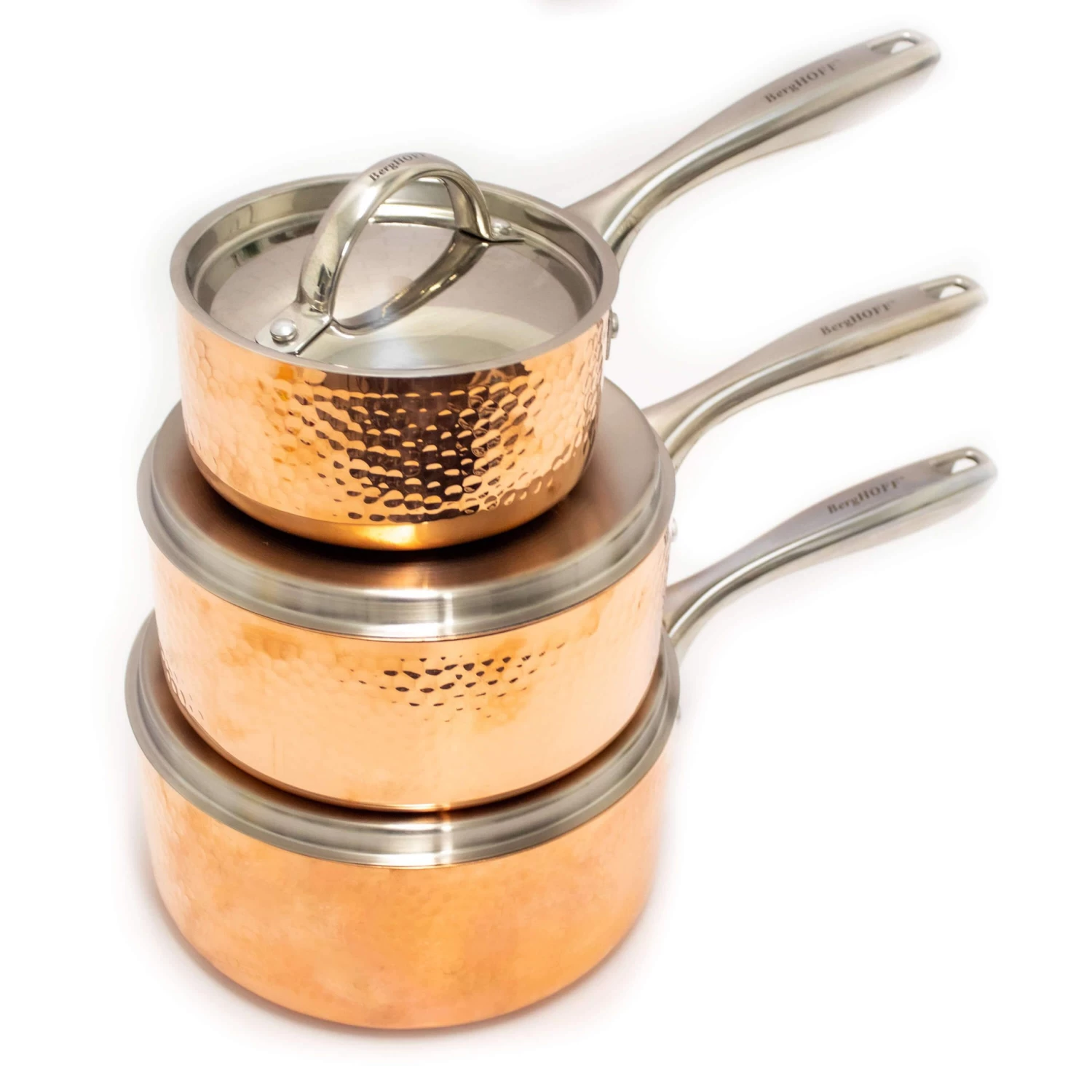 BergHOFF Copper Tri-Ply 2 Qt. Covered Saucepan, Hammered Cookware 4 BergHOFF Copper Tri-Ply 2 Qt. Covered Saucepan, Hammered Cookware