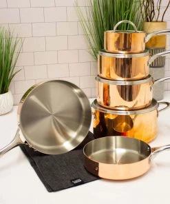 Cookware BergHOFF Copper Tri-Ply 8" Deep Skillet, Polished 7 Cookware BergHOFF Copper Tri-Ply 8