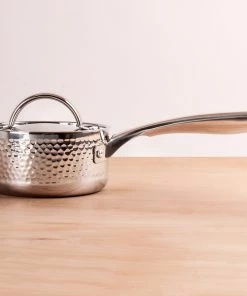 BergHOFF Vintage Tri-Ply Stainless Steel 7" Covered Saucepan, Hammered, 2 Qt Cookware