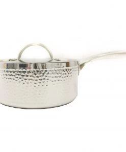 BergHOFF Vintage Tri-Ply Stainless Steel 8" Covered Saucepan, Hammered, 3 Qt Cookware
