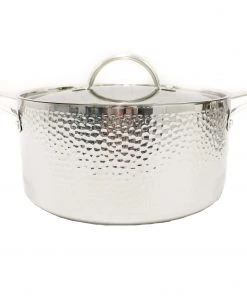 BergHOFF Vintage Tri-Ply Stainless Steel 9.5" Covered Stock Pot, Hammered, 5.75 Qt