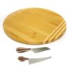 BergHOFF Bamboo 3Pc Round Board And Aaron Probyn Cheese Knives Set