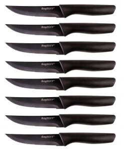 BergHOFF 8Pc Nonstick Serrated Steak Knife Set 8.5", Black