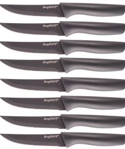 BergHOFF 8Pc Nonstick Serrated Steak Knife Set 8.5", DarK Grey Cutlery