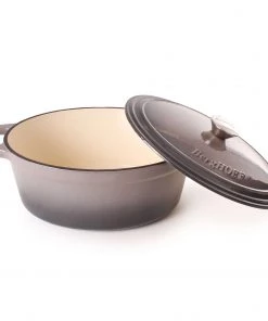 BergHOFF Neo 8qt Cast Iron Oval Covered Dutch Oven, Oyster Cookware