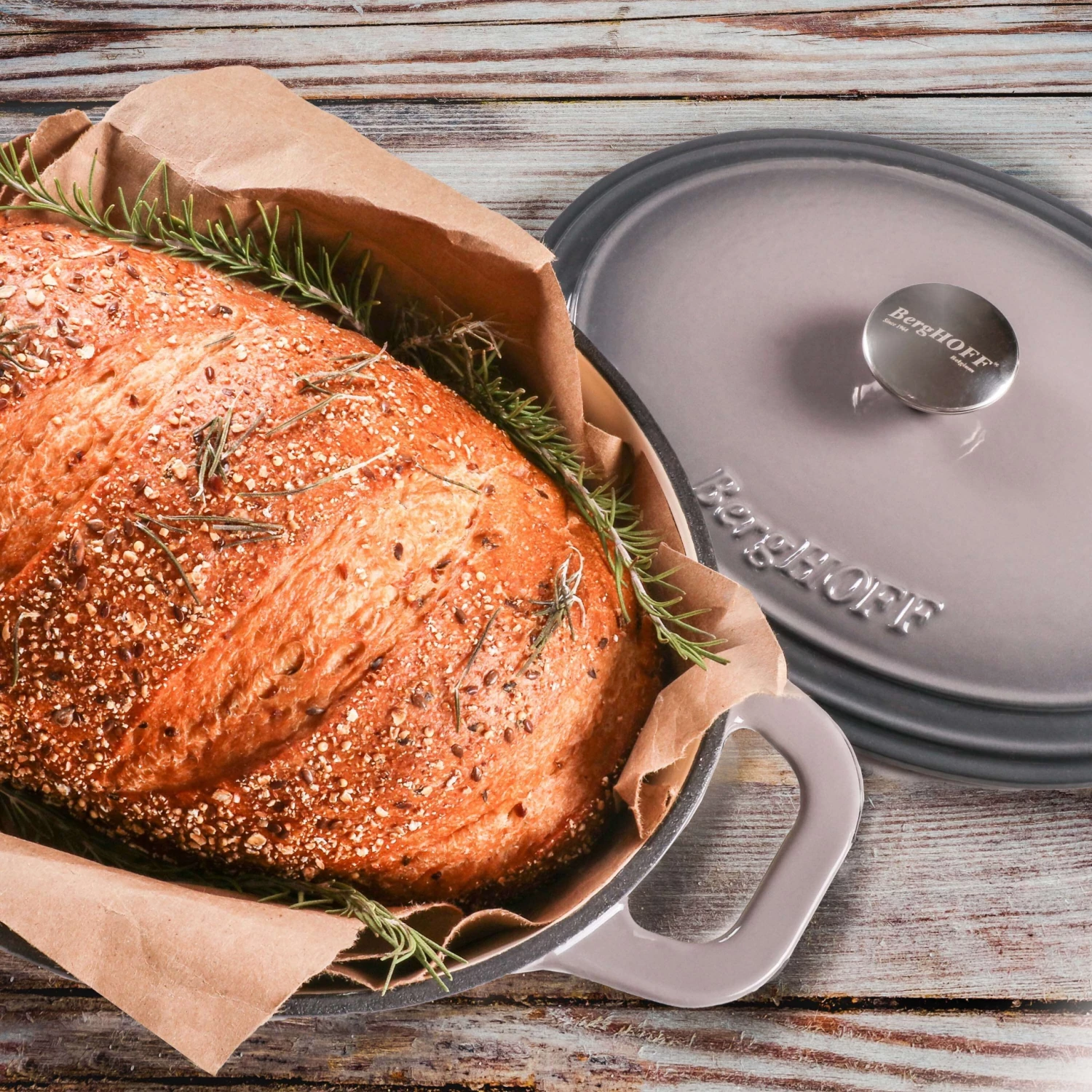 BergHOFF Neo 8qt Cast Iron Oval Covered Dutch Oven, Oyster Cookware 7 BergHOFF Neo 8qt Cast Iron Oval Covered Dutch Oven, Oyster Cookware