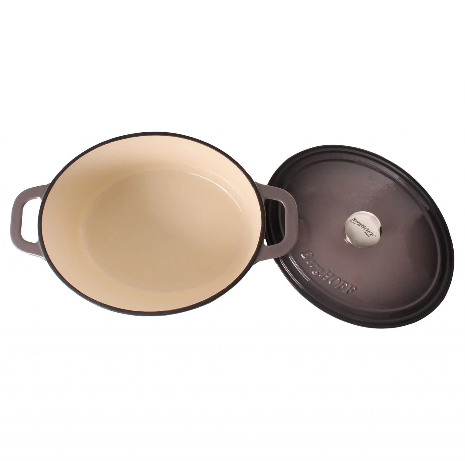 BergHOFF Neo 8qt Cast Iron Oval Covered Dutch Oven, Oyster Cookware 8 BergHOFF Neo 8qt Cast Iron Oval Covered Dutch Oven, Oyster Cookware