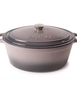 BergHOFF Neo 5qt Cast Iron Oval Covered Dutch Oven, Oyster