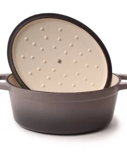 BergHOFF Neo 5qt Cast Iron Oval Covered Dutch Oven, Oyster 10 BergHOFF Neo 5qt Cast Iron Oval Covered Dutch Oven, Oyster