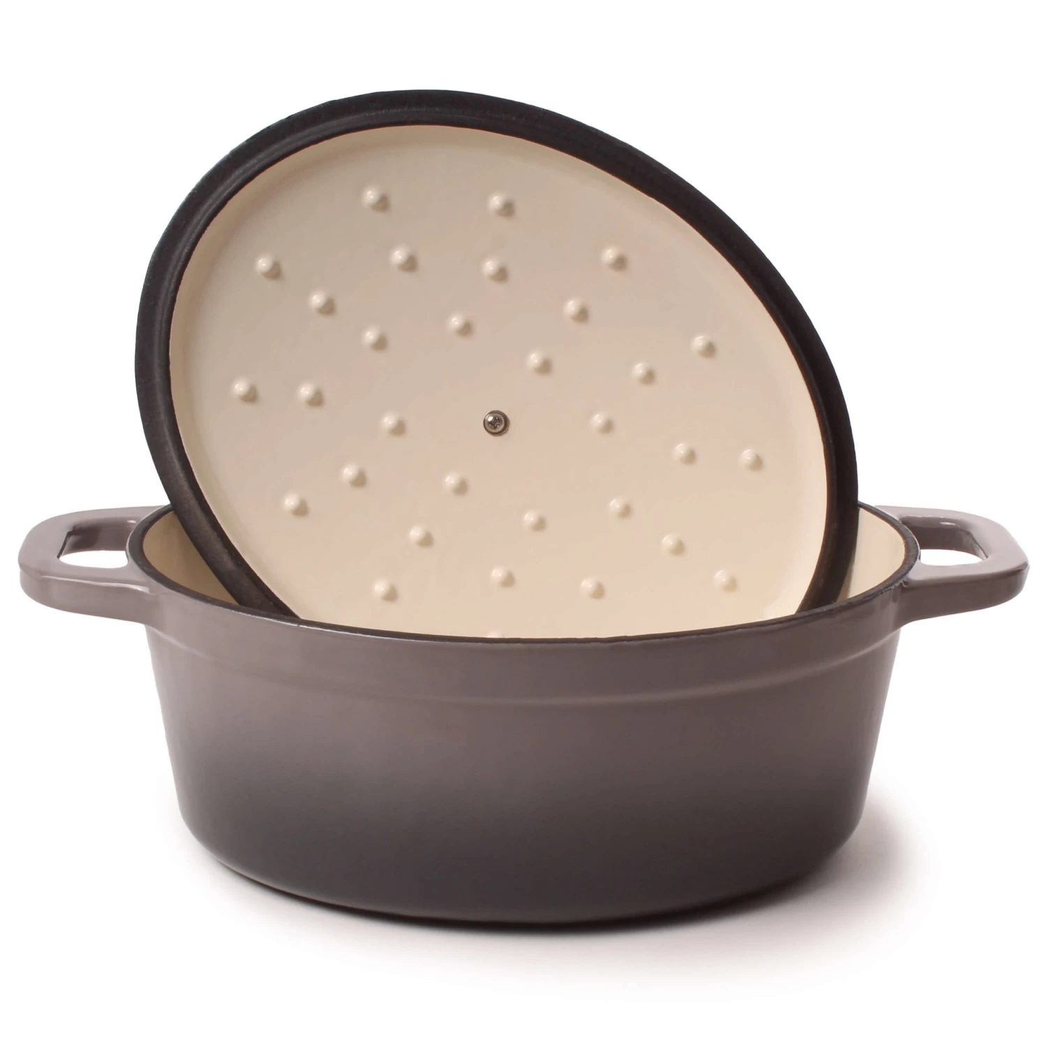 BergHOFF Neo 5qt Cast Iron Oval Covered Dutch Oven, Oyster 5 BergHOFF Neo 5qt Cast Iron Oval Covered Dutch Oven, Oyster