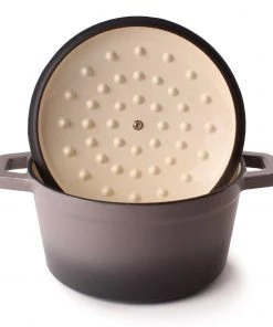 BergHOFF Neo 3qt Cast Iron Round Covered Dutch Oven, Oyster