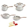 BergHOFF Ouro Gold 10pc 18/10 SS Cookware Set With SS Lid And Bronze Handles