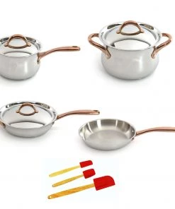 BergHOFF Ouro Gold 10pc 18/10 SS Cookware Set With SS Lid And Bronze Handles