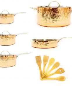 BergHOFF Vintage Tri-Ply Copper 15Pc Cookware Set, Hammered
