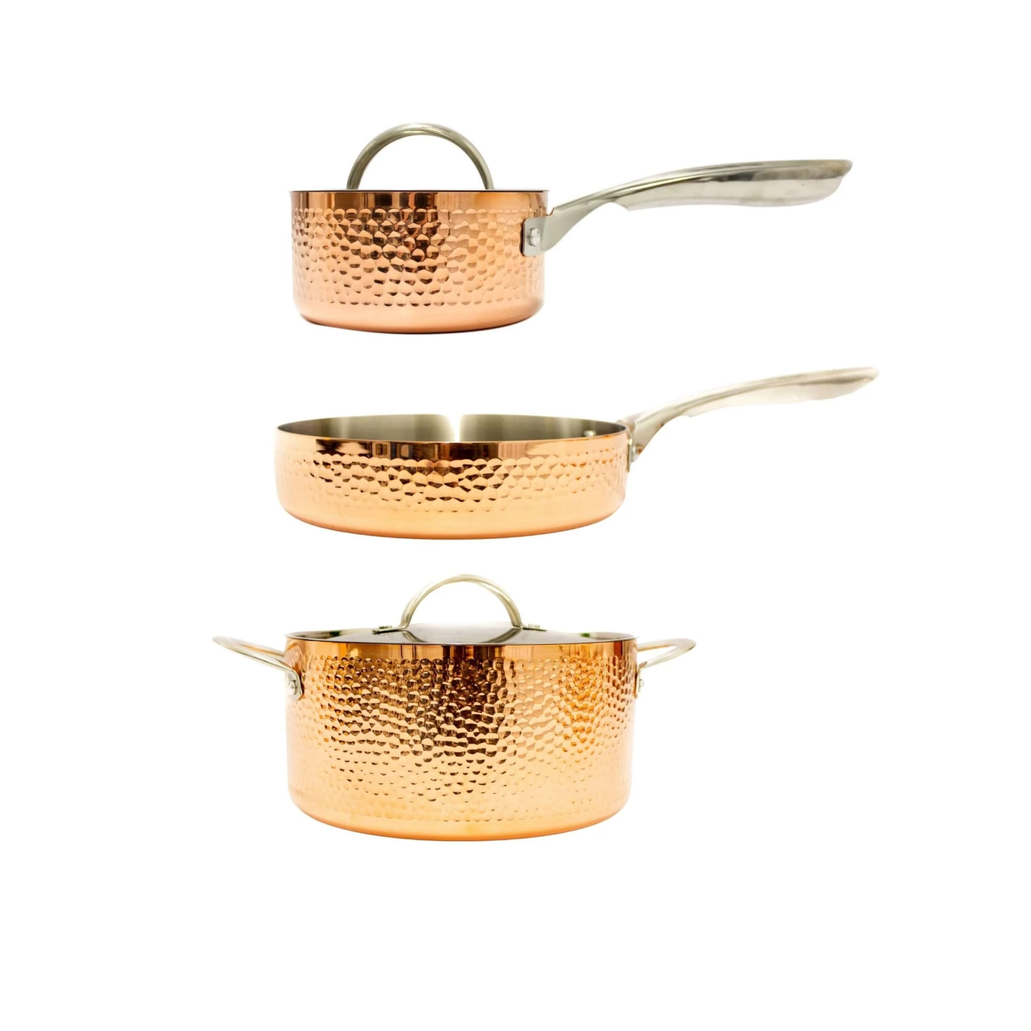 BergHOFF Vintage Tri-Ply Copper 5Pc Cookware Set, Hammered 3 BergHOFF Vintage Tri-Ply Copper 5Pc Cookware Set, Hammered