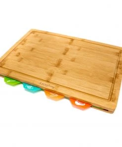 Cutlery BergHOFF Bamboo 5Pc Cutting Board Set With 4 Muti-colored Inserts, 16.5"x11.8"x1.1"