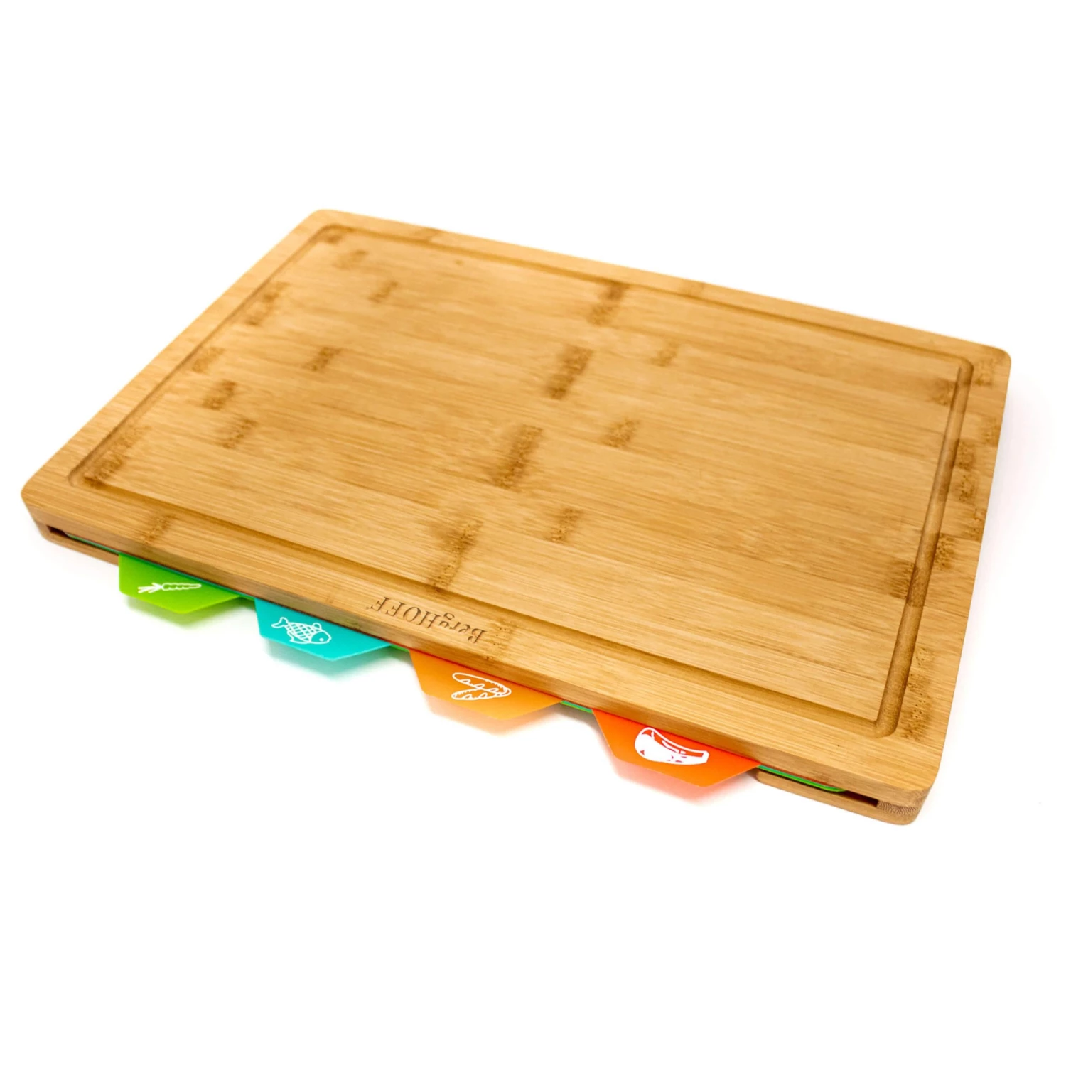 Cutlery BergHOFF Bamboo 5Pc Cutting Board Set With 4 Muti-colored Inserts, 16.5"x11.8"x1.1" 3 Cutlery BergHOFF Bamboo 5Pc Cutting Board Set With 4 Muti-colored Inserts, 16.5"x11.8"x1.1"